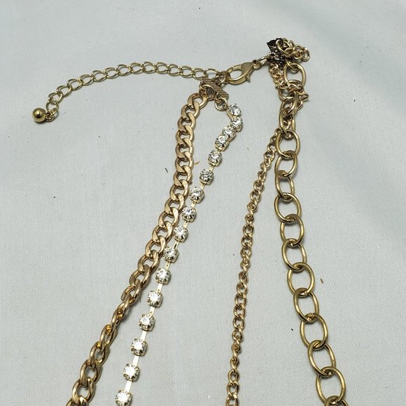 Bijou 36 inch 2 row clear beads with gold link chain necklace - Picture 11 of 14